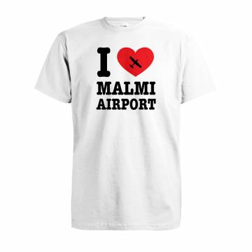 Valkoinen I Love Malmi Airport T-paita
