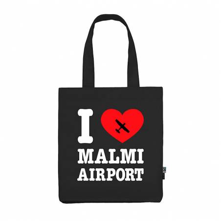 Black I Love Malmi Airport Shopping Bag Long Handles