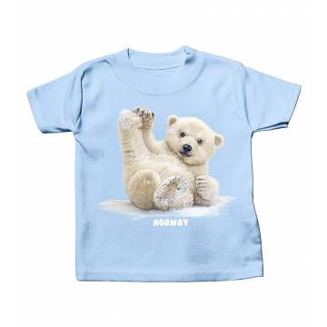 Taivaansininen JHK Sliding Polar Bear Cub, Norway Baby T-shirt