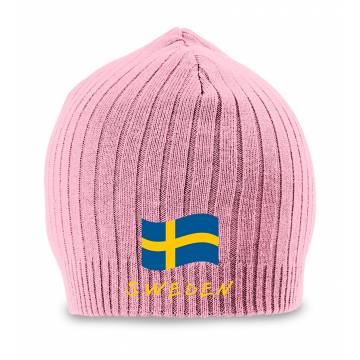Vaaleanpunainen Ruotsin lippu + Sweden  pipo