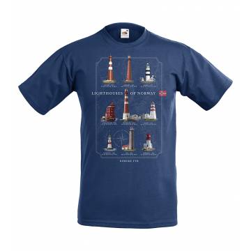 Navy Blue Lighthouses of Norway Kids T-shirt