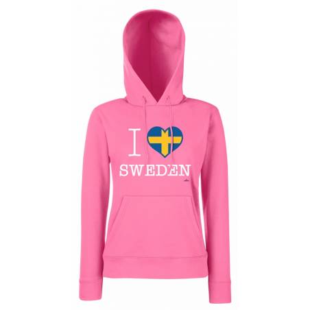 Fuchsia I Love Sweden Slim hooded sweat