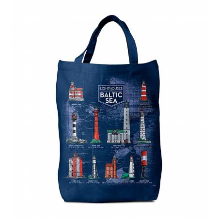 Navy Blue Baltic Sea Lighthouses Bag