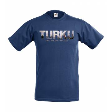 Tummansininen DC Turku Aurajoki T-paita