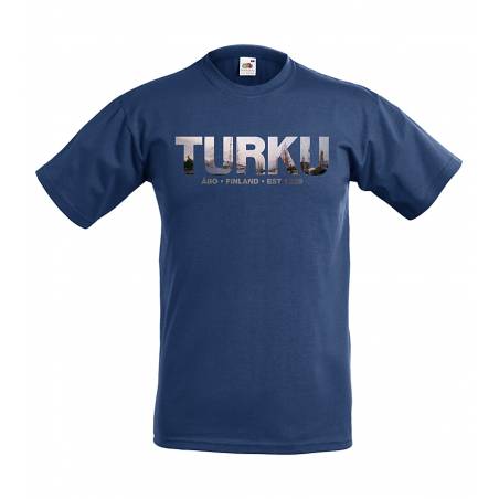 Tummansininen DC Turku Aurajoki T-paita