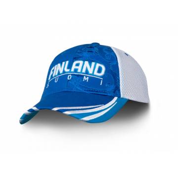 Royal Blue/White Finland+Leijona PUFF Cap
