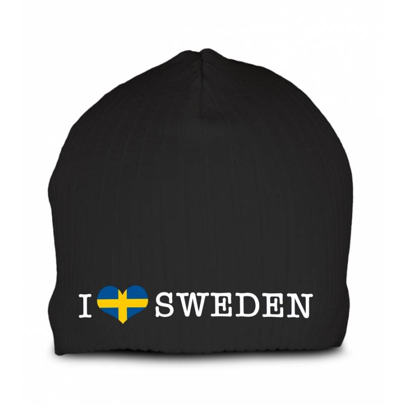 Black I love Sweden Beanie