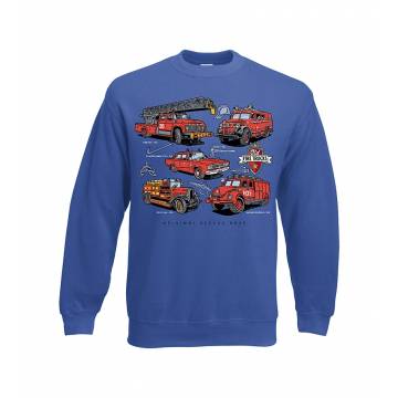 Royal Blue Old Finnish Firetrucks Kids Sweatshirt