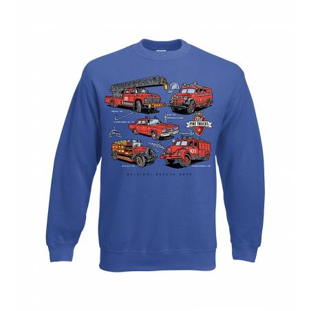 Royal Blue Old Finnish Firetrucks Kids Sweatshirt