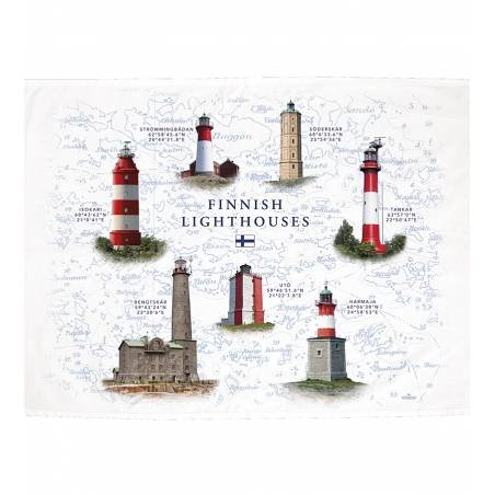 White DC New Finnish Lighthouses Kitchen towel