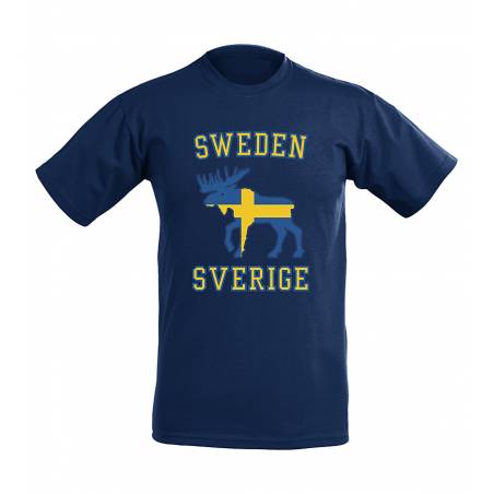 Deep Navy Flag and moose Sweden T-shirt