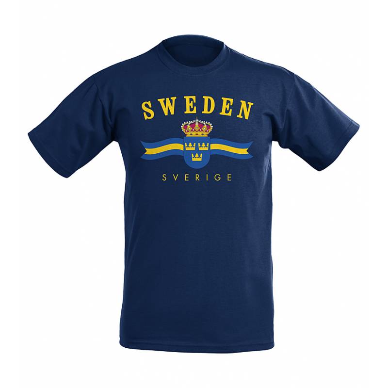 Syvänsininen Sweden vaakuna T-paita