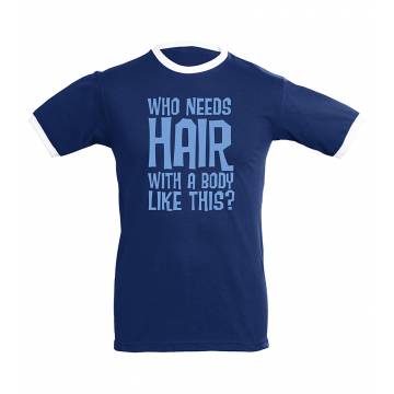 Navy/ Valkoinen Who needs hair T-paita
