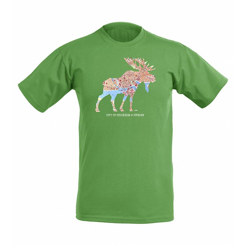 Kelly Green DC Moose and Stockholm´s map T-shirt
