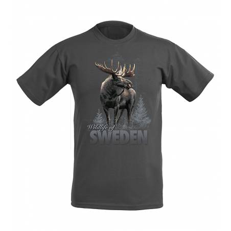 Grafiitinharmaa Moose Wildlife of Sweden T-shirt