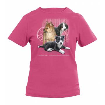 Fuchsia DC Dog puppies Kids T-shirt