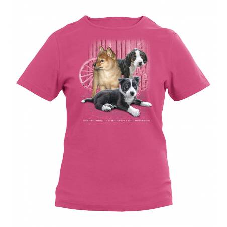 Fuchsia DC Dog puppies Kids T-shirt