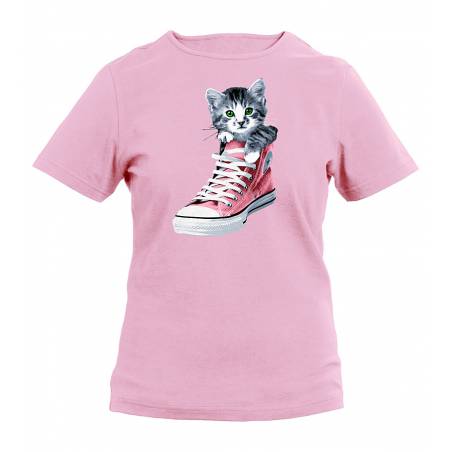 Pink DC Cat in a shoe Kids T-shirt