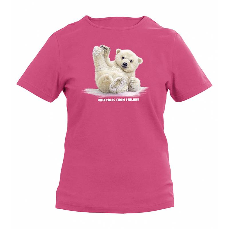 Fuchsia Sliding Polar Bear Cub Kids T-shirt