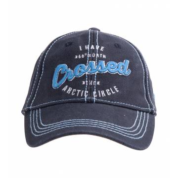 Navy Blue Crossed Arctic Circle Washed Canvas Cap