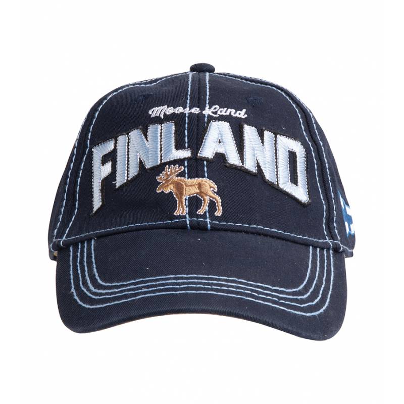 Navy Blue Finland Moose, Washed Twill Cap