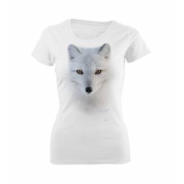 White DC Large Arctic fox  head Sweden Slim T-shirt