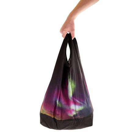 Black Shopping Bag Aurora Borealis