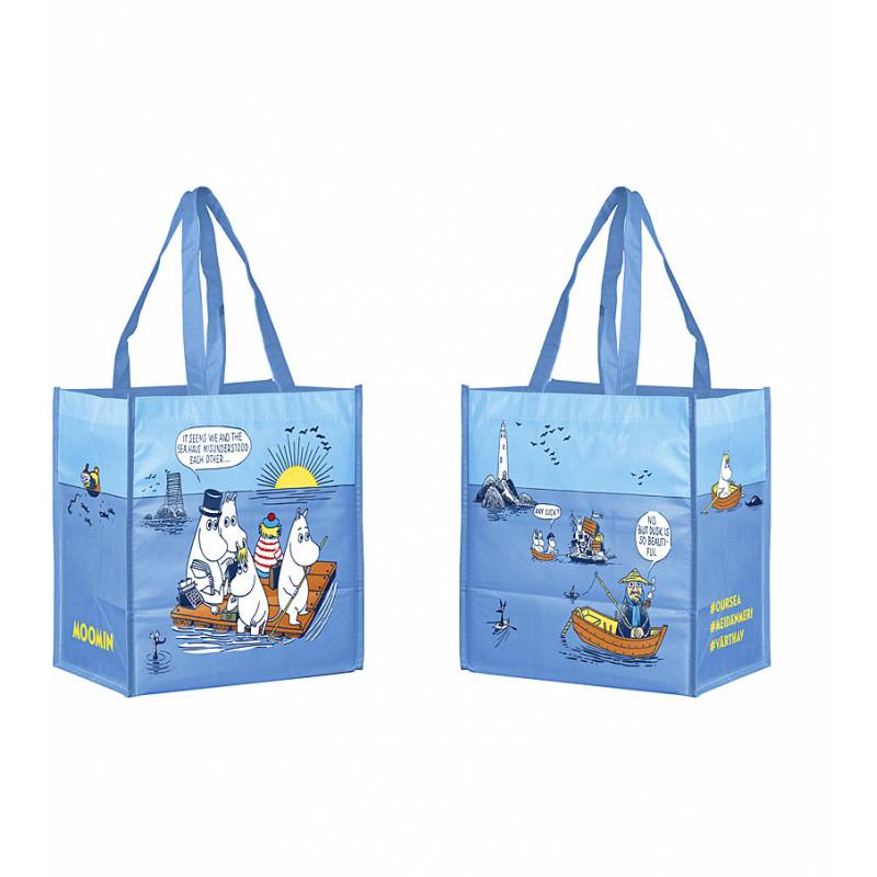 Sky Blue Oursea/Moomin and the Sea Shopping bag