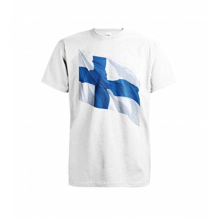 Valkoinen DC Liehuva Suomen lippu T-paita