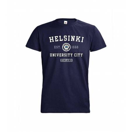 Syvänsininen Helsinki university city T-paita