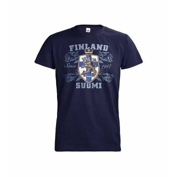 Syvänsininen Finland Leijona T-paita