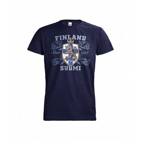 Syvänsininen Finland Leijona T-paita