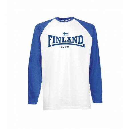 Valkoinen/Royal sininen Finland "lonsdale" Pitkähiha T-paita