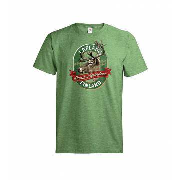 Meleerattu vihreä retro DC Land of Reindeer T-paita