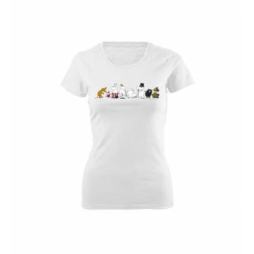 White Moomin family Slim T-shirt