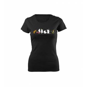 Black Moomin family Slim T-shirt