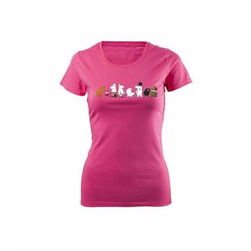 Fuchsia Moomin family Slim T-shirt