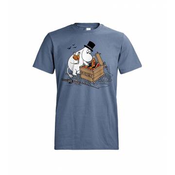 Steel Blue Moominpappa and  whisky case T-shirt
