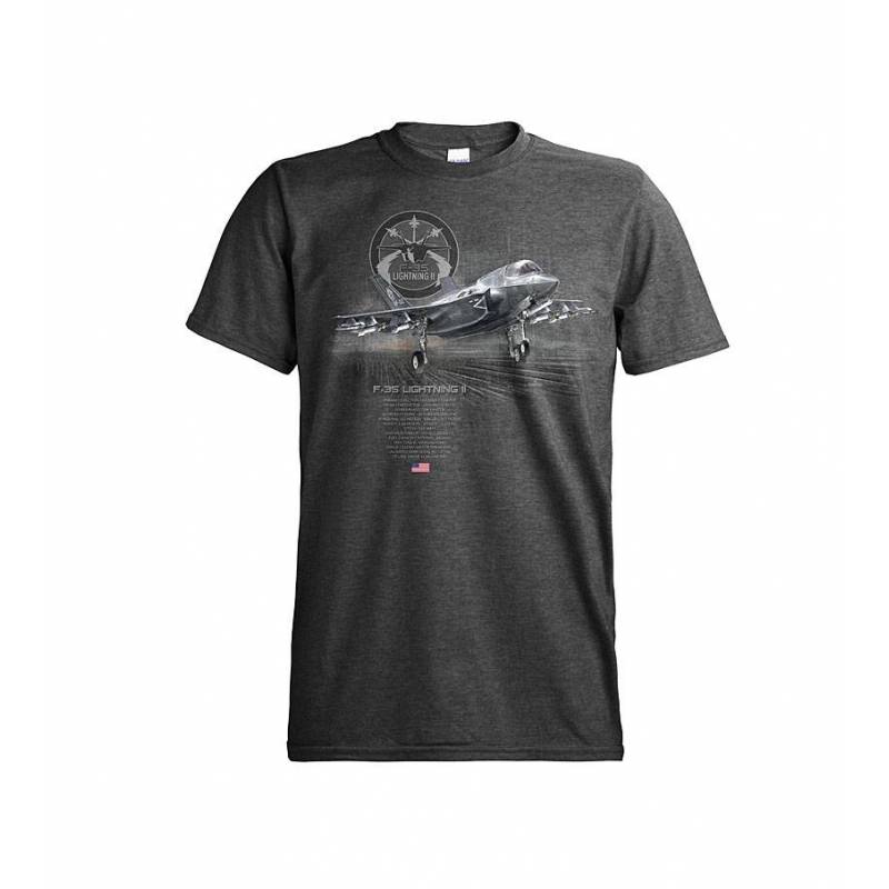 Dark melange gray DC F-35 Lightning II T-shirt