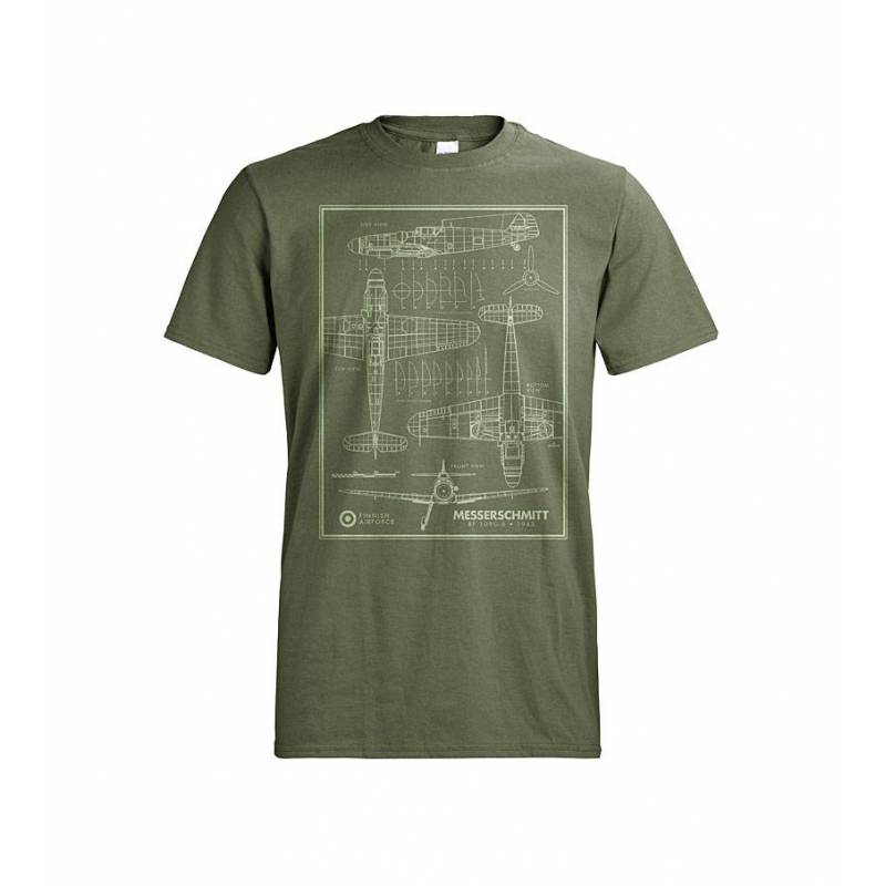 Metsän vihreä DC Messerschmitt viivakuva T-paita