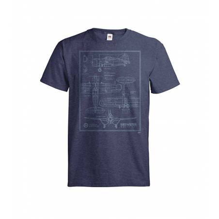 Meleerattu syvänsininen DC Brewster blueprint T-paita