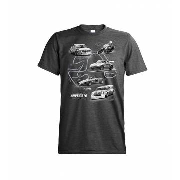Tumma meleerattu harmaa Ahvenisto Race Circuit T-paita