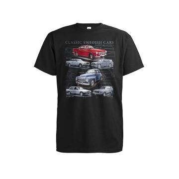 Black Classic Swedish Cars T-shirt