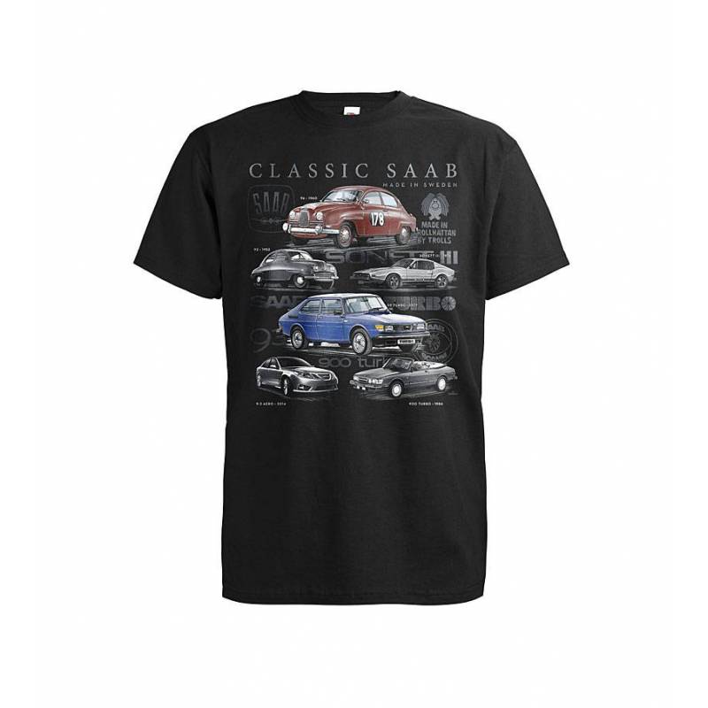 Musta New Classic Saabs T-paita Musta New Classic Saabs T-paita
