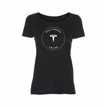 Musta Tesla Owners Slim T-paita