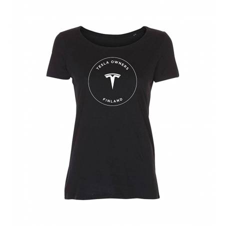 Musta Tesla Owners Slim T-paita
