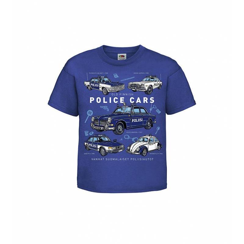 Royal sininen DC Vanhat poliisiautot Lasten T-paita