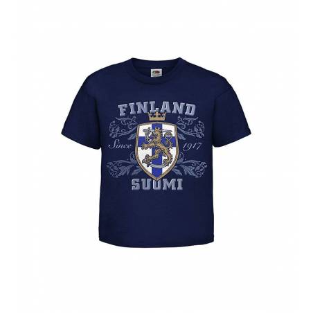 Syvänsininen Finland Leijona Lasten T-paita