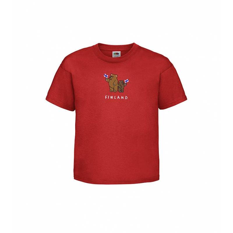 Red Suomi Teddybears Kids T-shirt