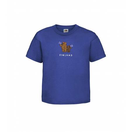Royal sininen Suomi Nallet Brodeerattu Lasten T-paita